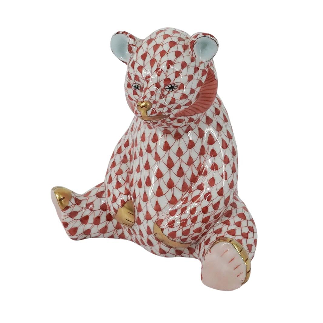 Herend Porcelain Rust Fishnet Bear - 2