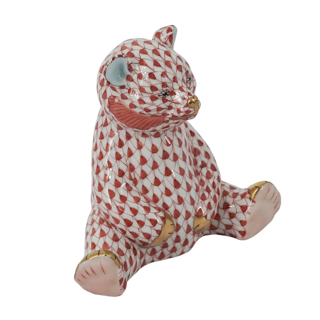 Herend Porcelain Rust Fishnet Bear - 3