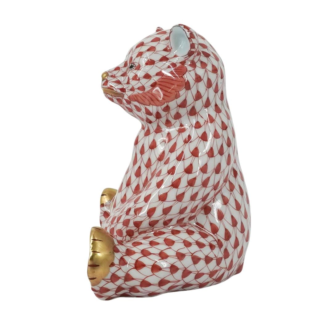 Herend Porcelain Rust Fishnet Bear - 4