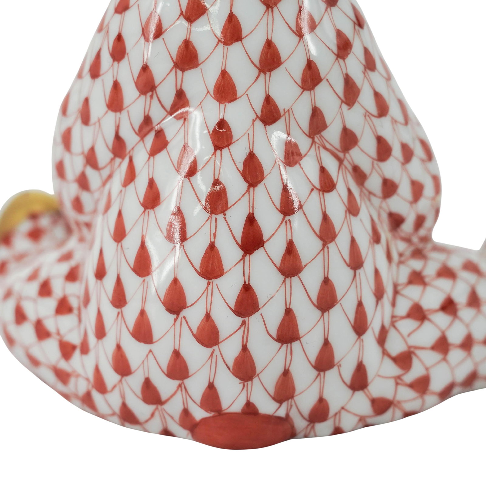 Herend Porcelain Rust Fishnet Bear - 7