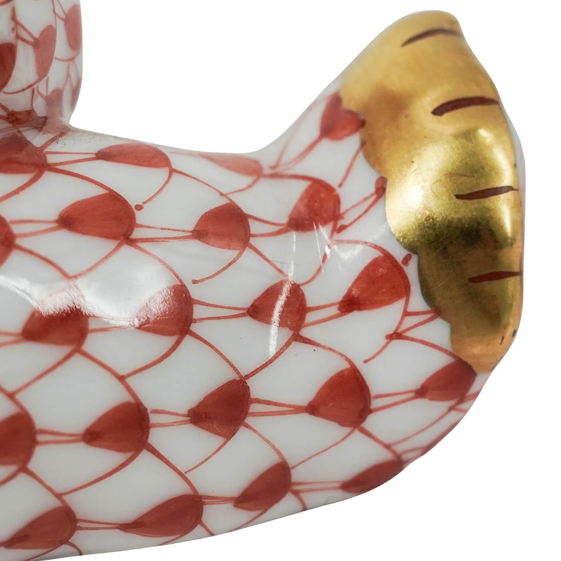Herend Porcelain Rust Fishnet Bear - 8