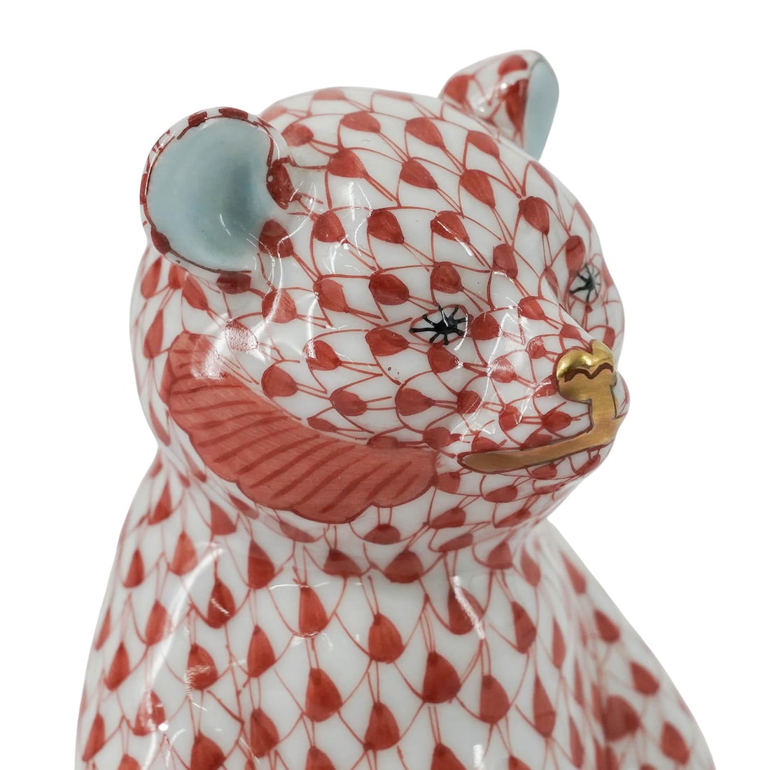 Herend Porcelain Rust Fishnet Bear - 9