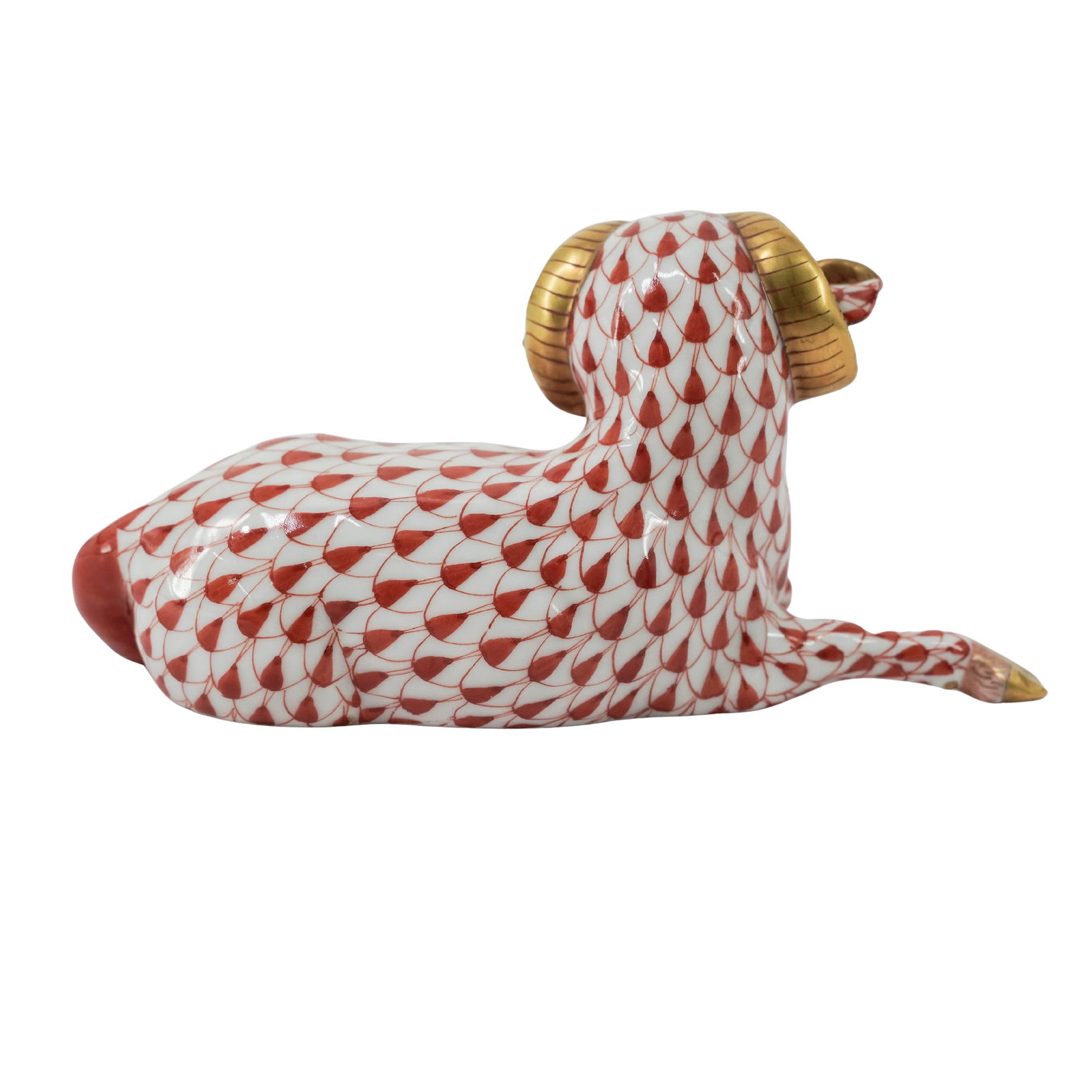 Herend Rust Fishnet Porcelain Ram - 10