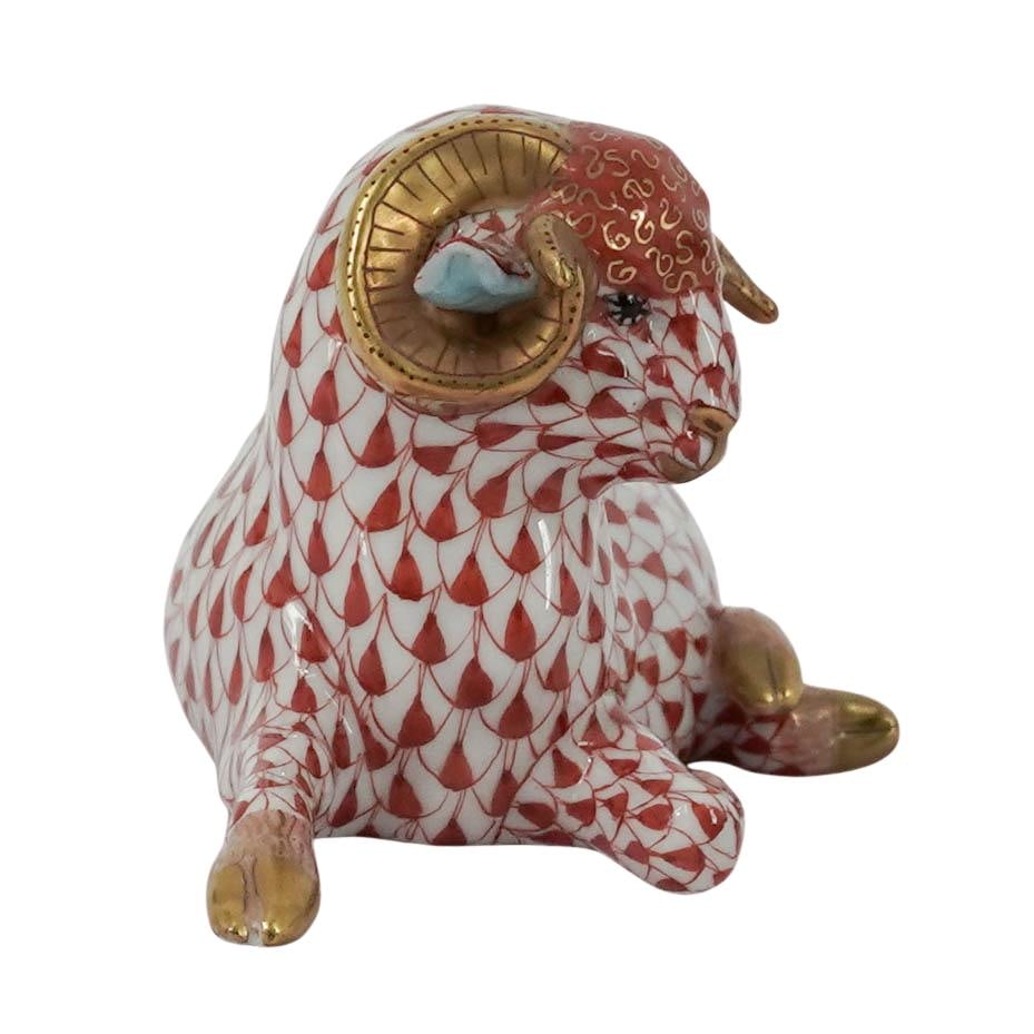 Herend Rust Fishnet Porcelain Ram - 3