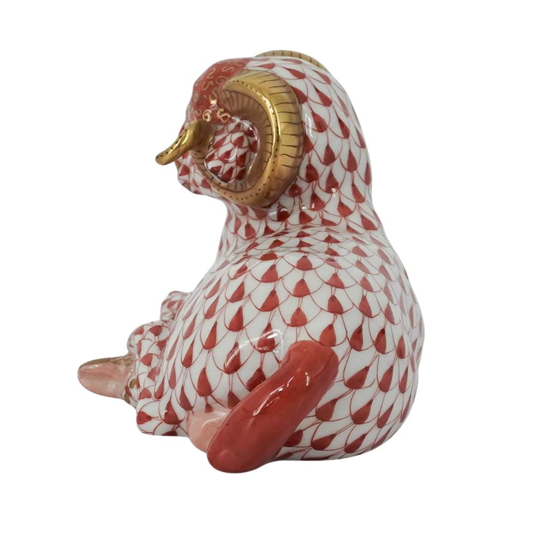 Herend Rust Fishnet Porcelain Ram - 4