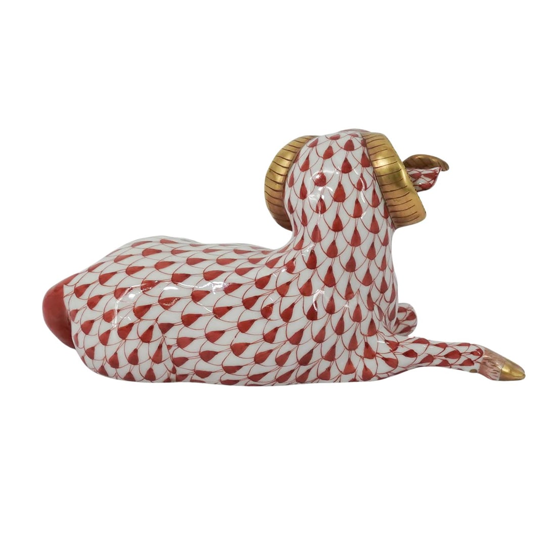 Herend Rust Fishnet Porcelain Ram - 5