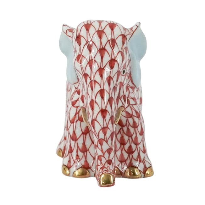 Herend Rust Fishnet Porcelain Elephant - 2
