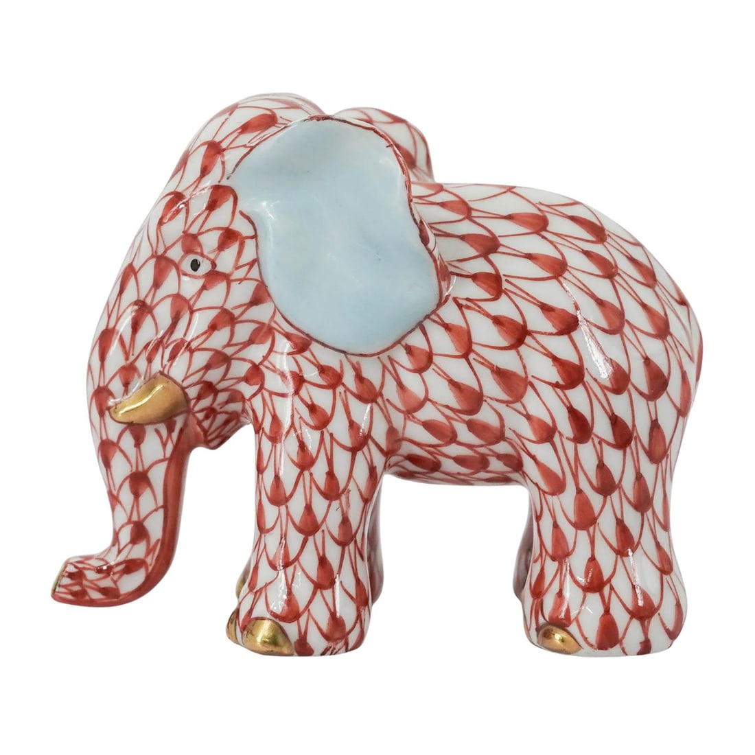 Herend Rust Fishnet Porcelain Elephant - 3