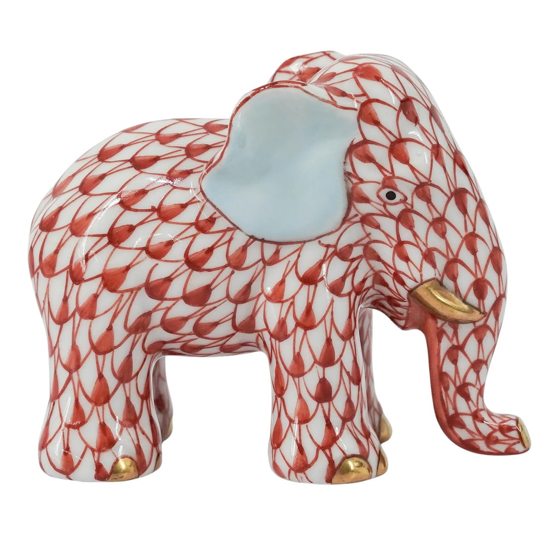 Herend Rust Fishnet Porcelain Elephant - 5