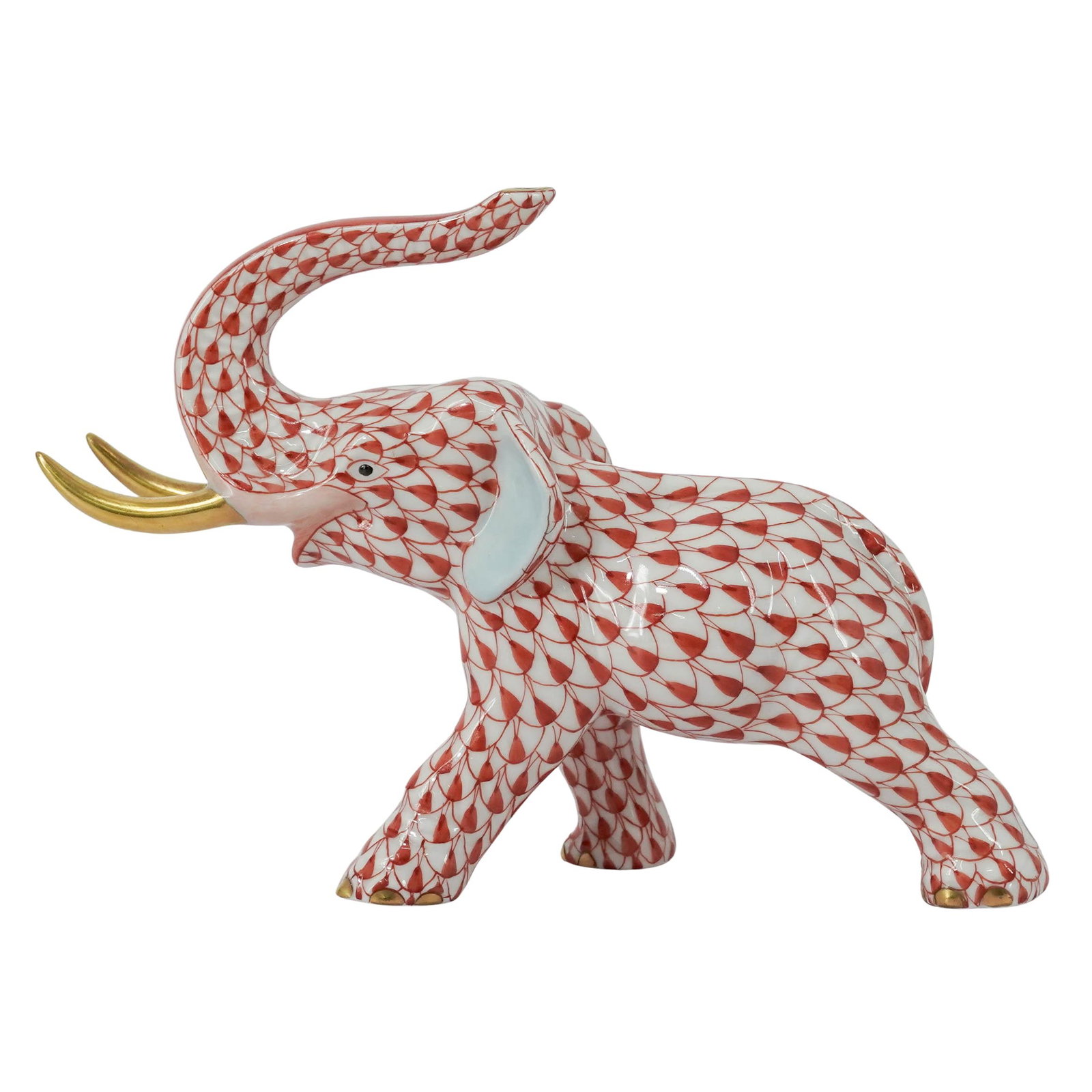 Herend Porcelain Rust Fishnet Elephant (1 of 15)