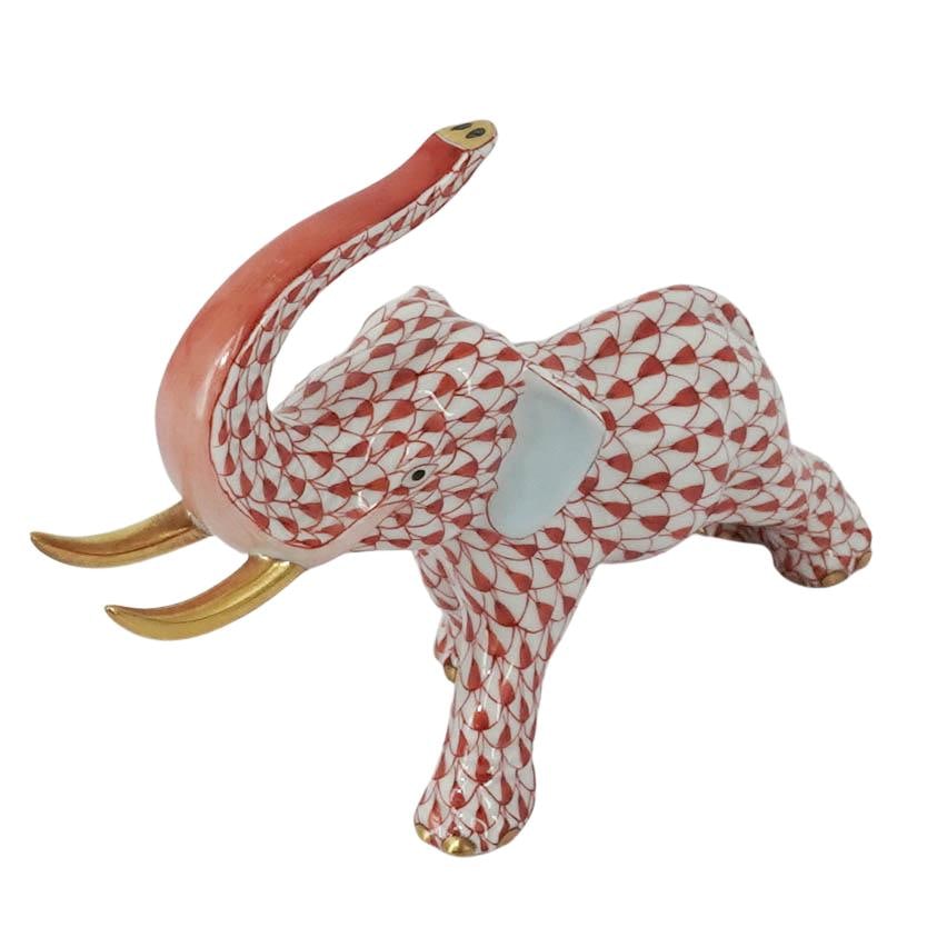 Herend Porcelain Rust Fishnet Elephant - 2