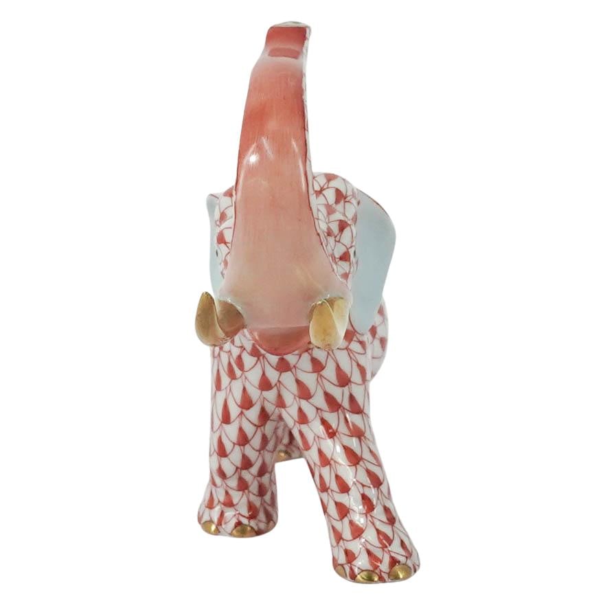 Herend Porcelain Rust Fishnet Elephant - 3