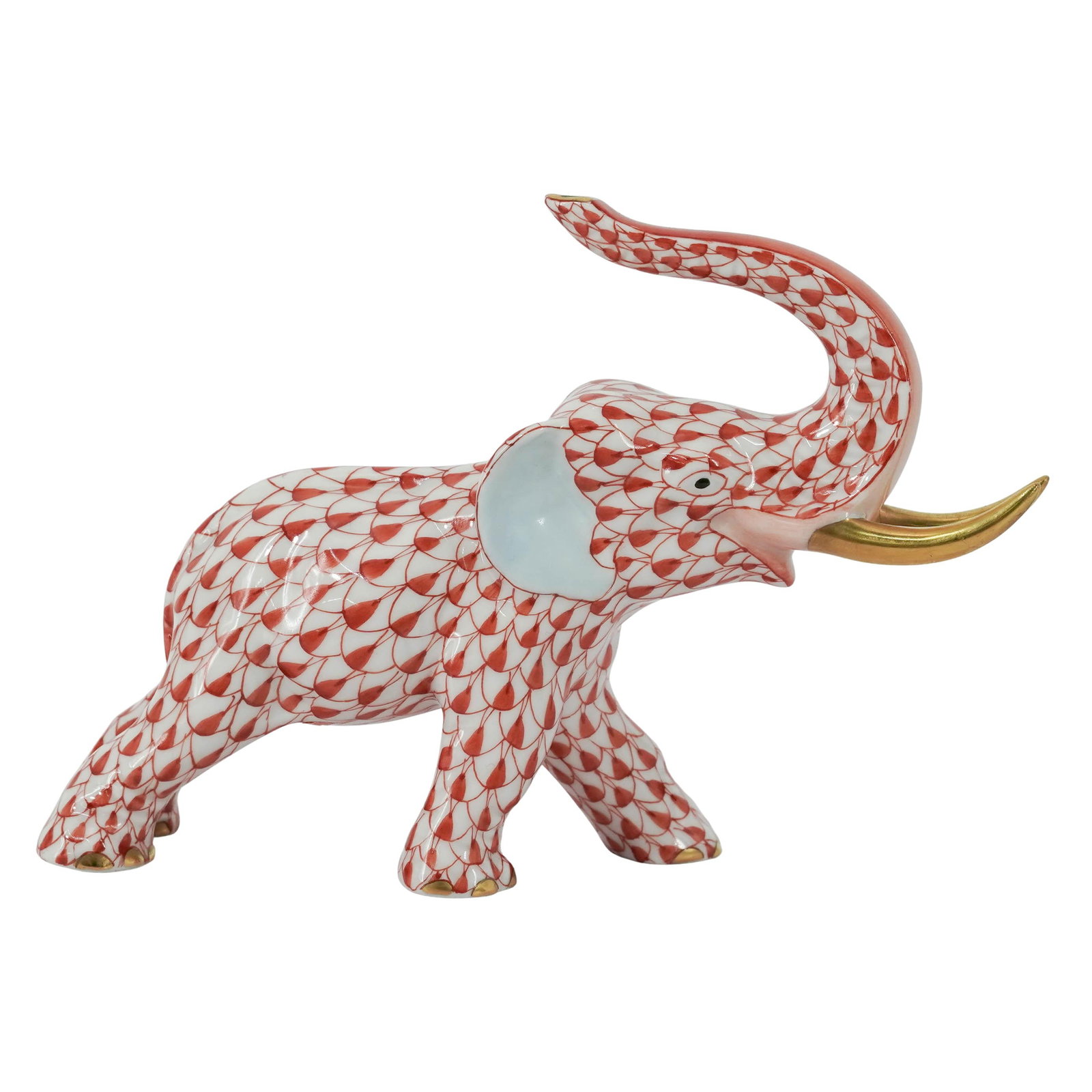 Herend Porcelain Rust Fishnet Elephant - 5