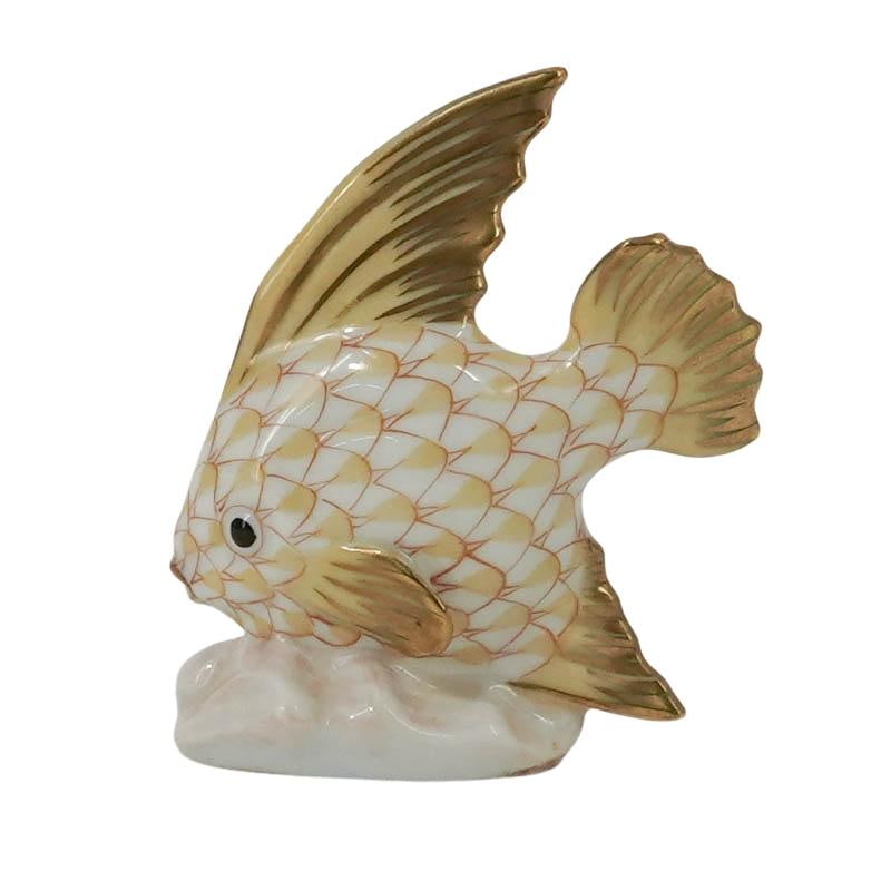 Herend Butterscotch Fishnet Porcelain Sailing Fish: Herend Butterscotch Fishnet Porcelain Sailing Fish 20th century, Hungarian A miniature Herend porcelain sailing fish (number 5295) in the butterscotch fishnet color way. Marked on bottom with Herend h