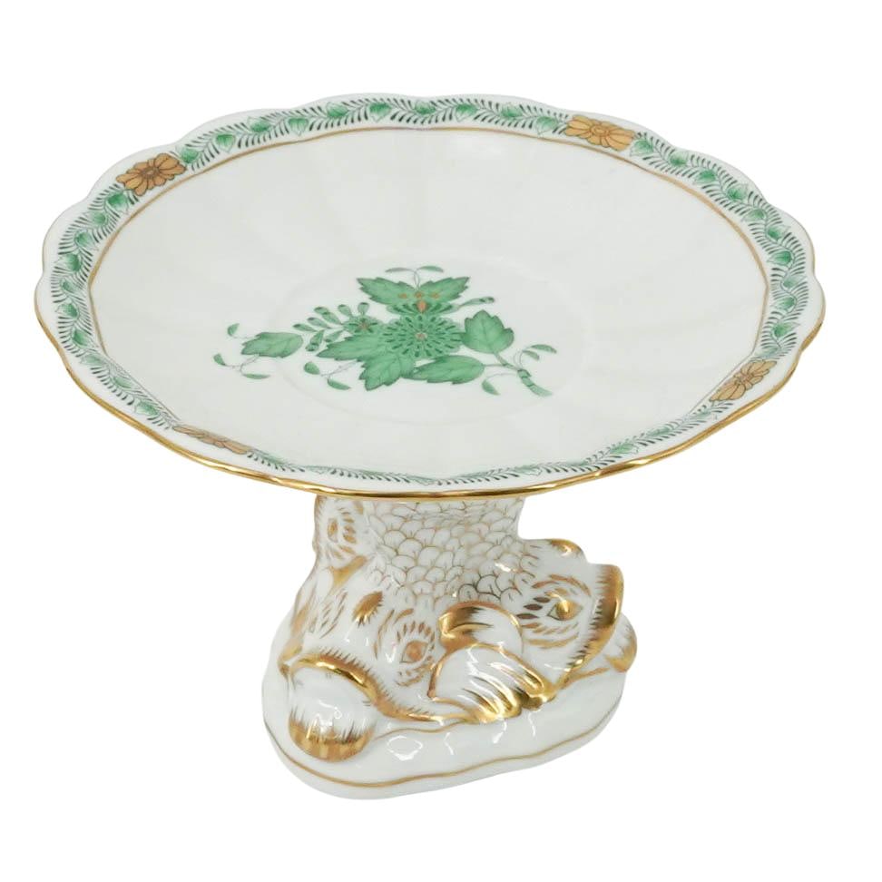 Herend Apponyi Green Porcelain Pedestal Dish (1 of 12)