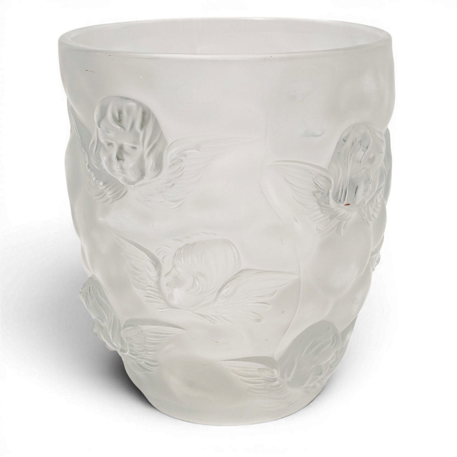 Antique Bohemian Barolac Frosted Glass Cherub Vase (1 of 9)