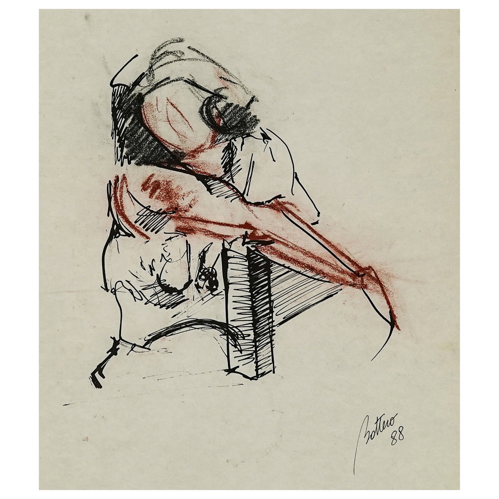 Daniel Bottero (Argentina, b. 1950) Mixed Media Drawing (1 of 5)