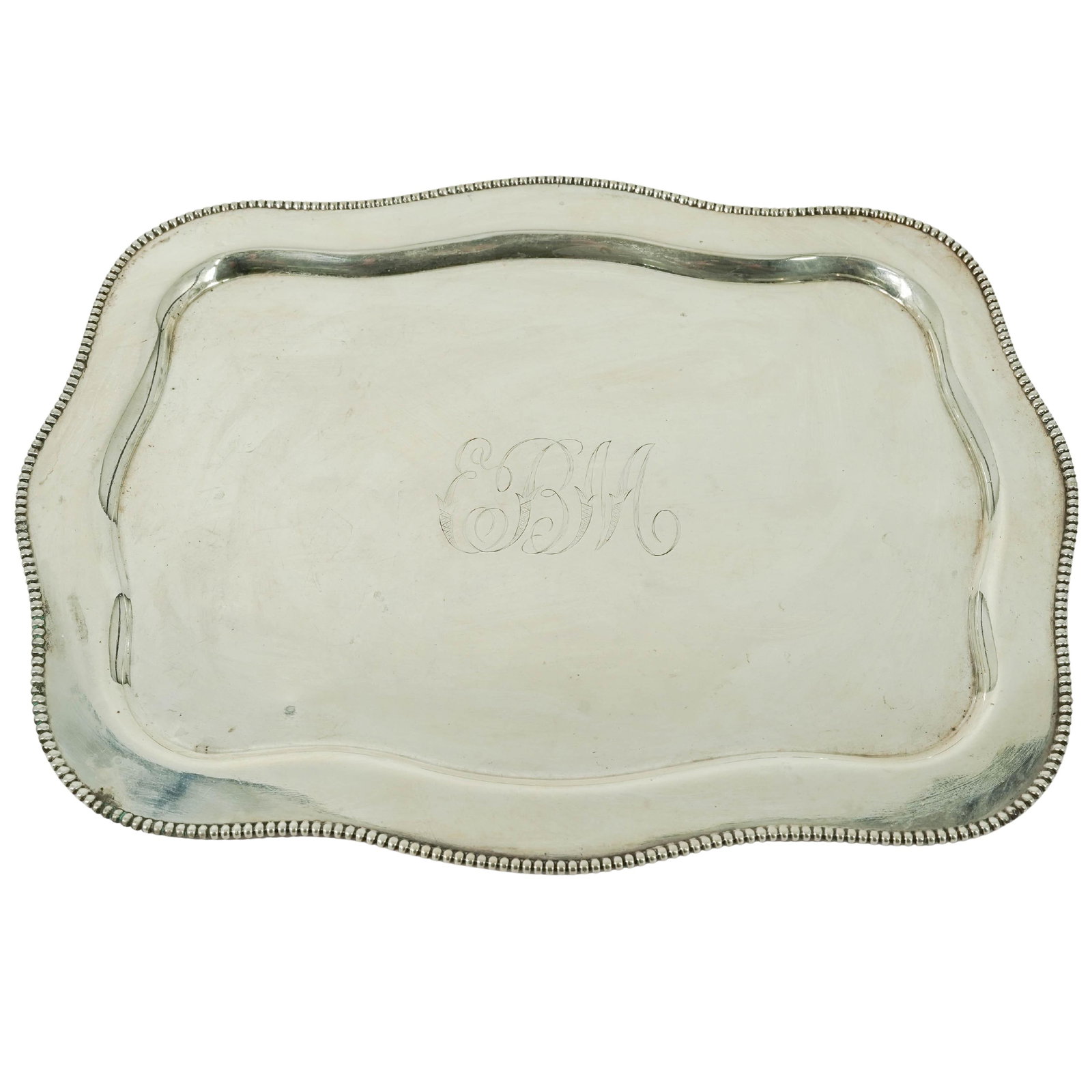 Antique Simpson, Hall, Miller & Co. Sterling Silver Dresser Tray: Antique Simpson, Hall, Miller & Co. Sterling Silver Dresser Tray Late 19th Century, USA Antique Simpson, Hall, Miller & Co. sterling silver dresser tray, pattern number C1797, featuring a shaped recta
