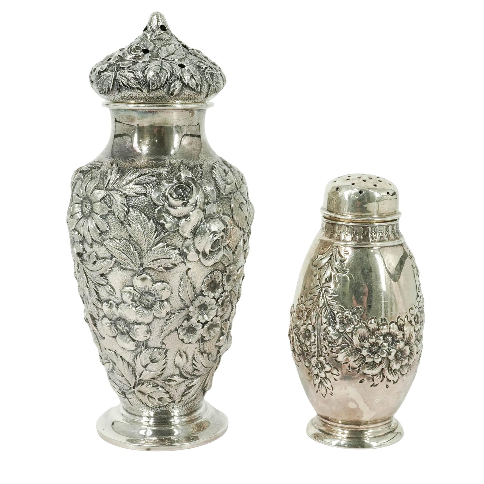 (2 pc) Kirk & Son & Kohn & Son Sterling Silver Floral Salt Shakers (1 of 18)