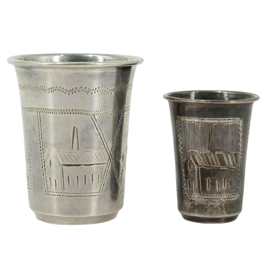 (2 Pc) Antique Russian Silver Kiddush Cups (1 of 12)
