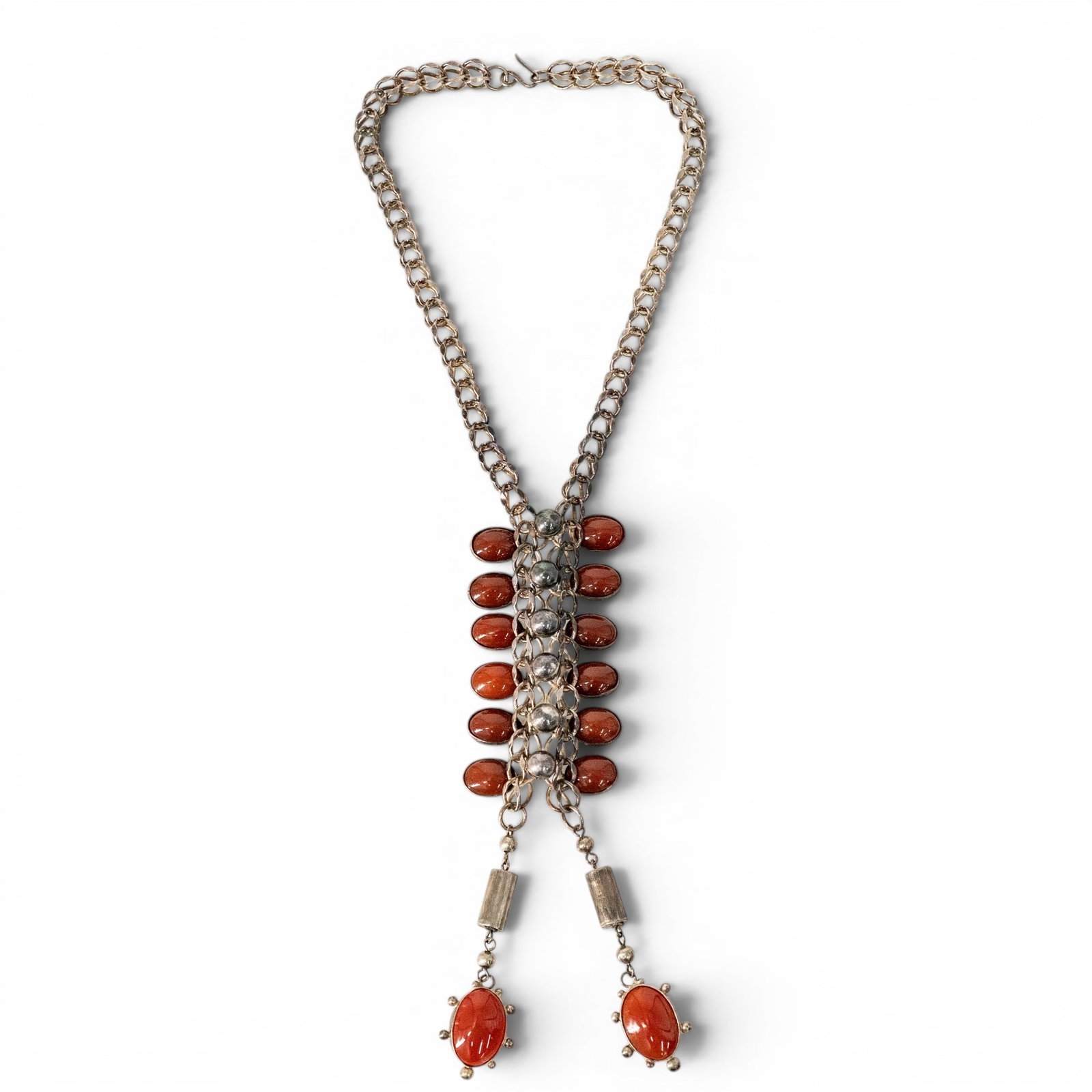 Vintage Southwestern Sterling Silver & Carnelian Statement Necklace (1 of 8)