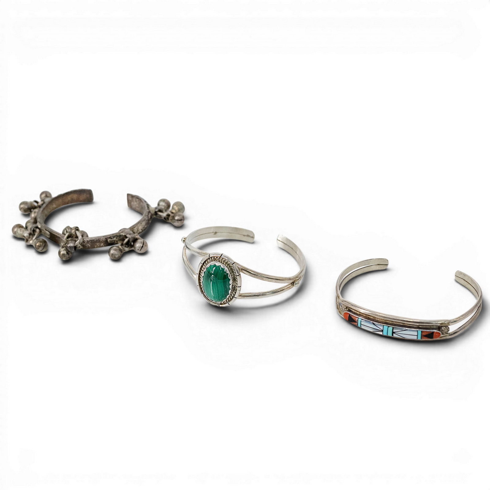(3 Pcs) Native American Sterling Silver Cuff Bracelet Lot (1 of 5)