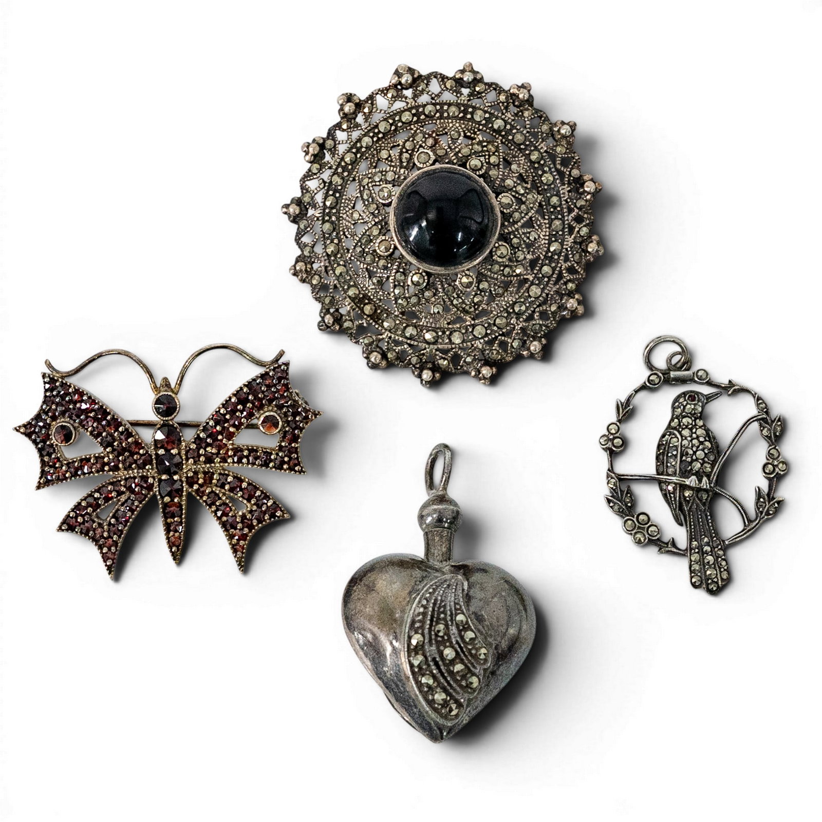 Vintage Sterling Silver Gemstone & Marcasite Jewelry Lot (1 of 6)