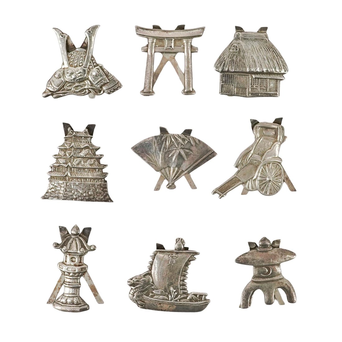 (9) Japanese 950 Sterling Silver Place Holders (1 of 16)
