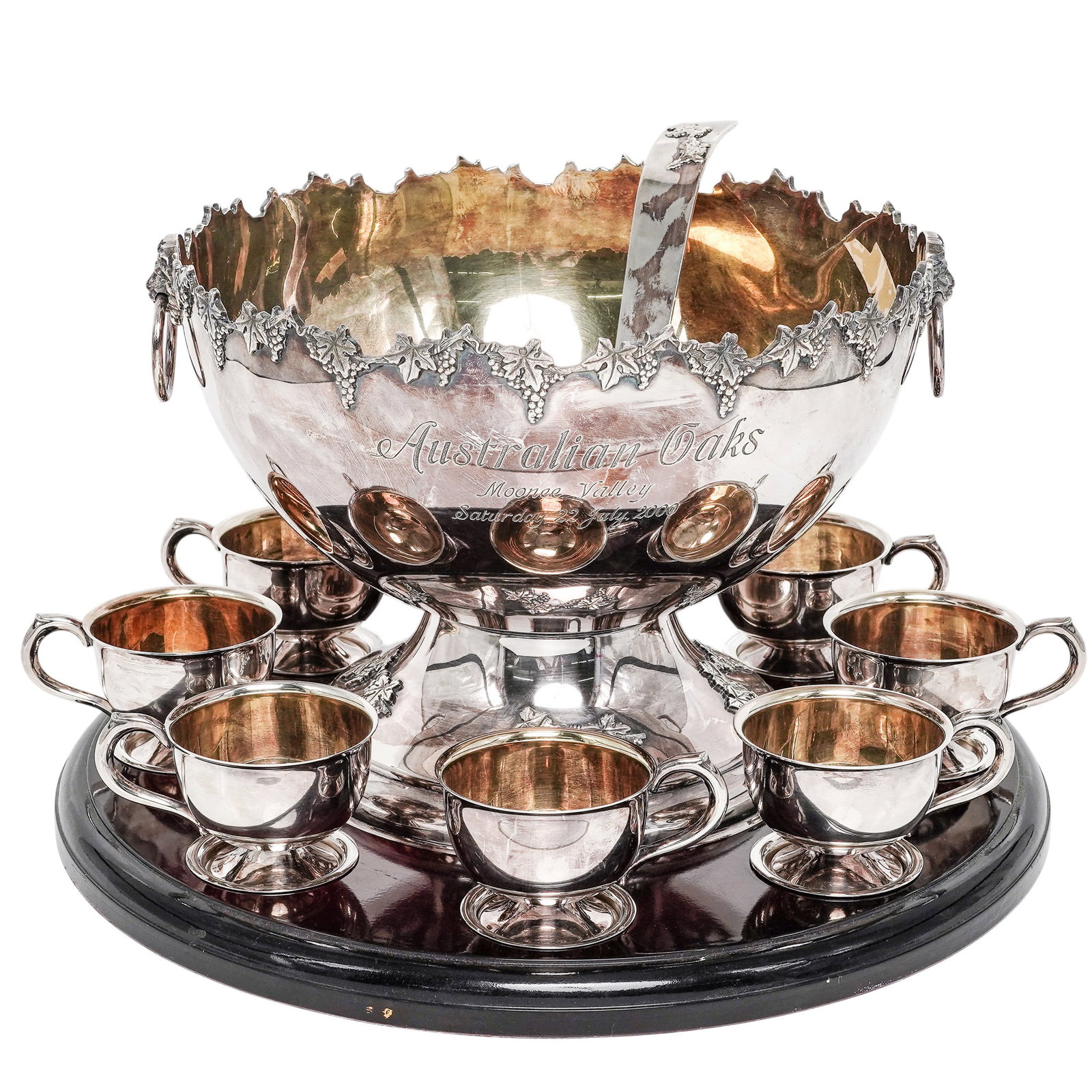 (19 pc) Australian Renown Silver-Plated Punch Bowl Set: (19 pc) Australian Renown Silver-Plated Punch Bowl Set 2000.Australian This Australian Renown silver-plated punch bowl set features a heavy-gauge EPNS A1 construction with a brilliant gilded
