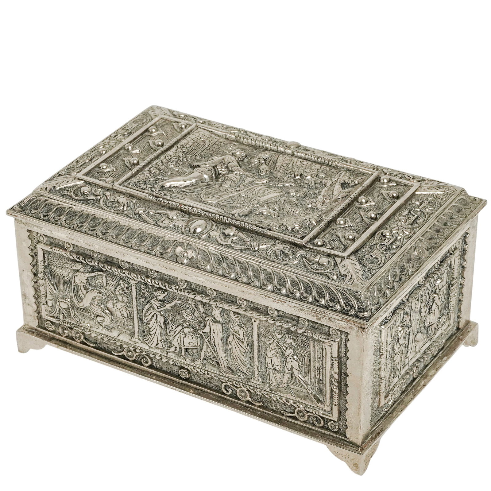 Antique Silver-Plated Repousse Lidded Box (1 of 9)