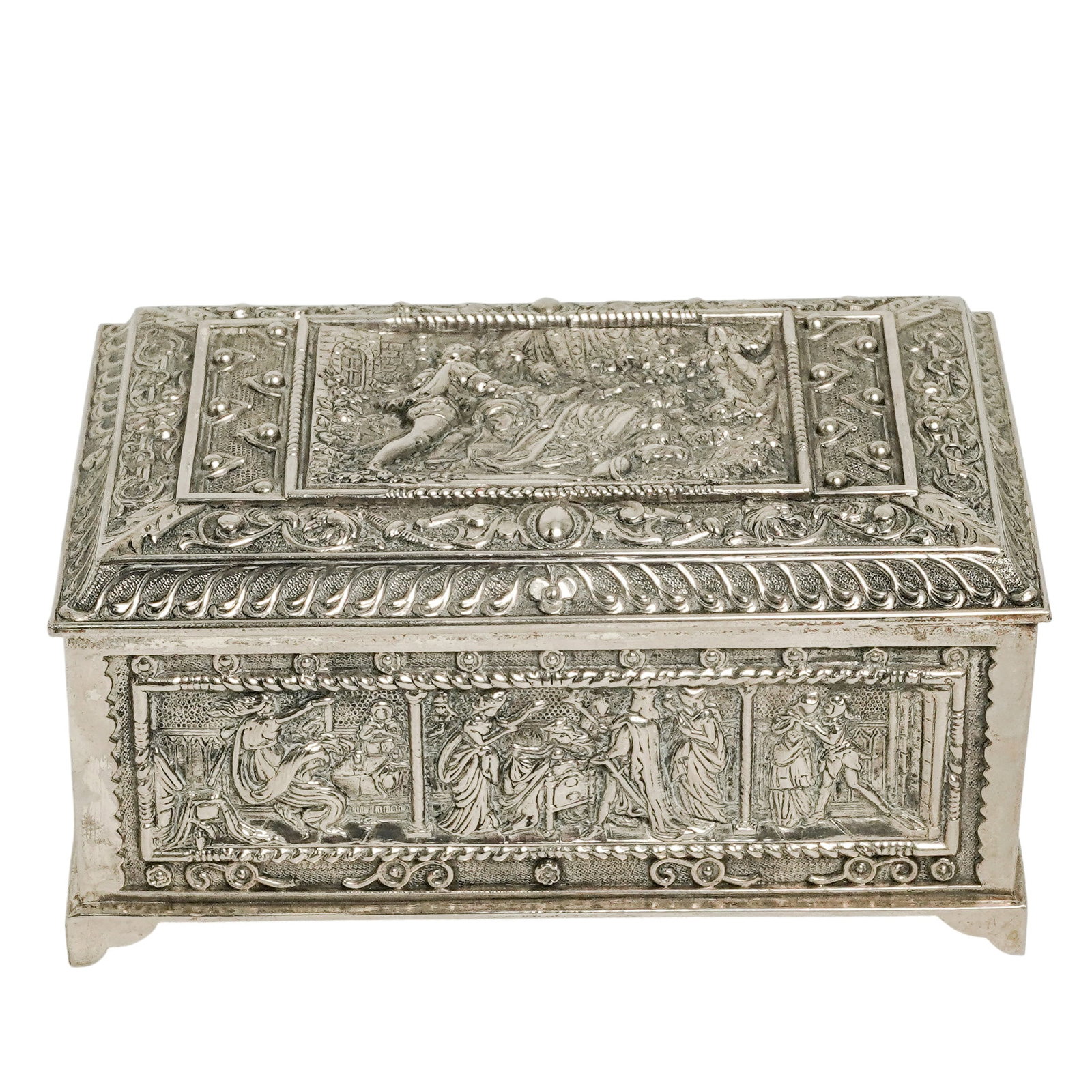 Antique Silver-Plated Repousse Lidded Box - 2