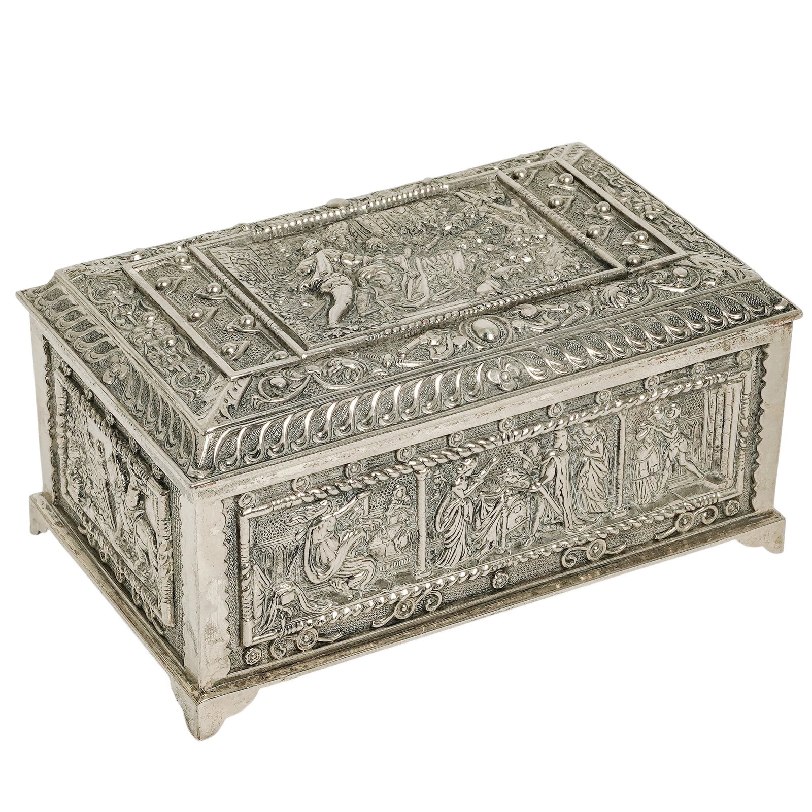 Antique Silver-Plated Repousse Lidded Box - 3