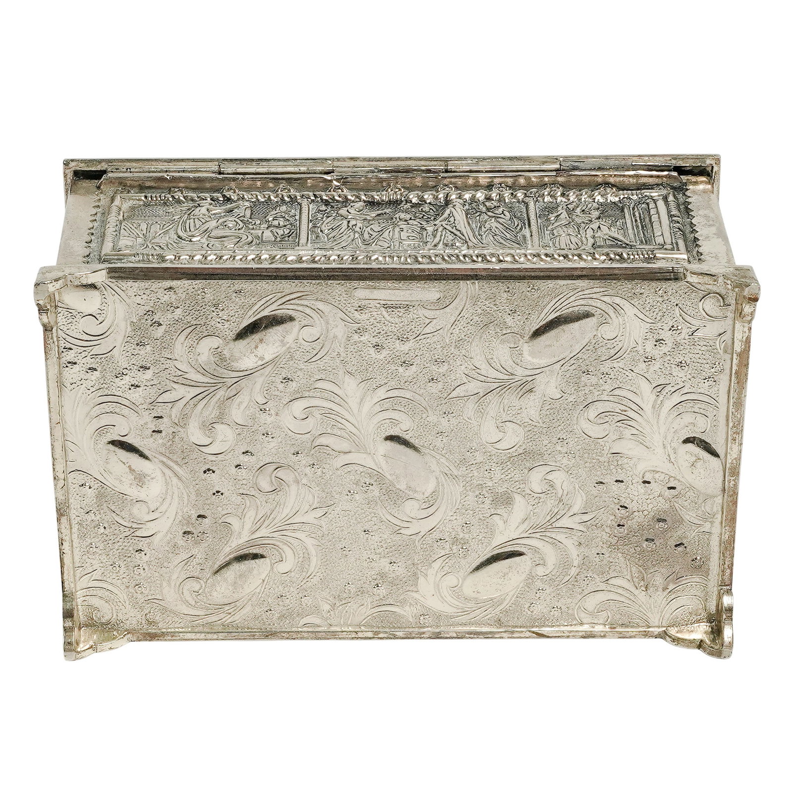 Antique Silver-Plated Repousse Lidded Box - 6