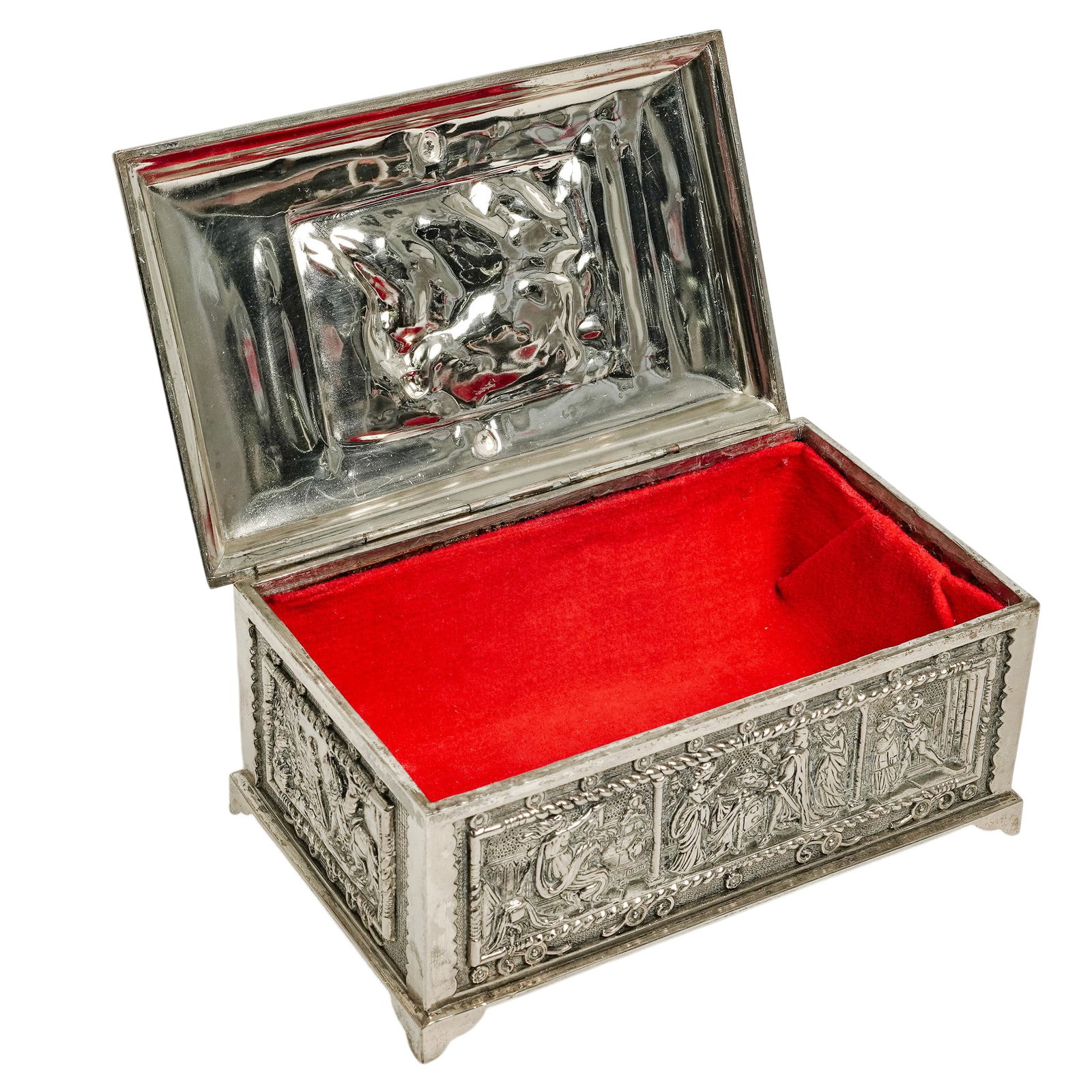 Antique Silver-Plated Repousse Lidded Box - 8