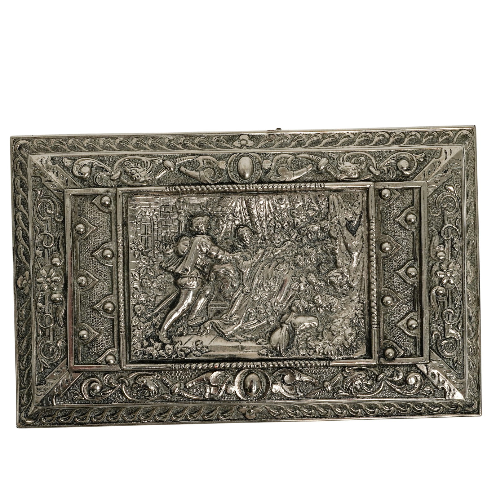 Antique Silver-Plated Repousse Lidded Box - 9