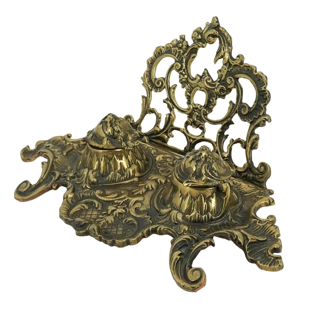 Coseley Brass Foundry Ornate Double Inkwell Desk Set (1 of 18)