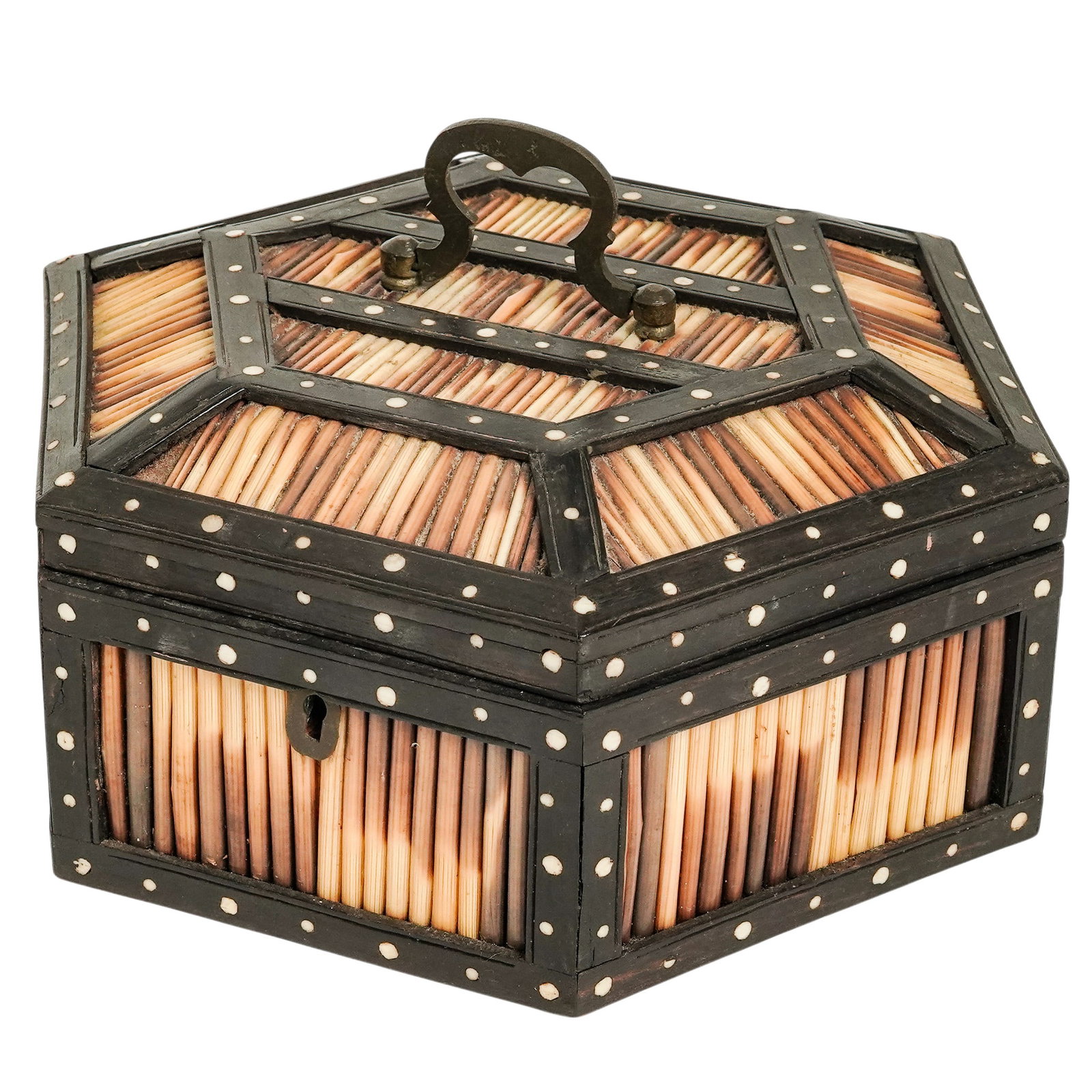 Antique Hexagonal Porcupine Quill Box (1 of 12)
