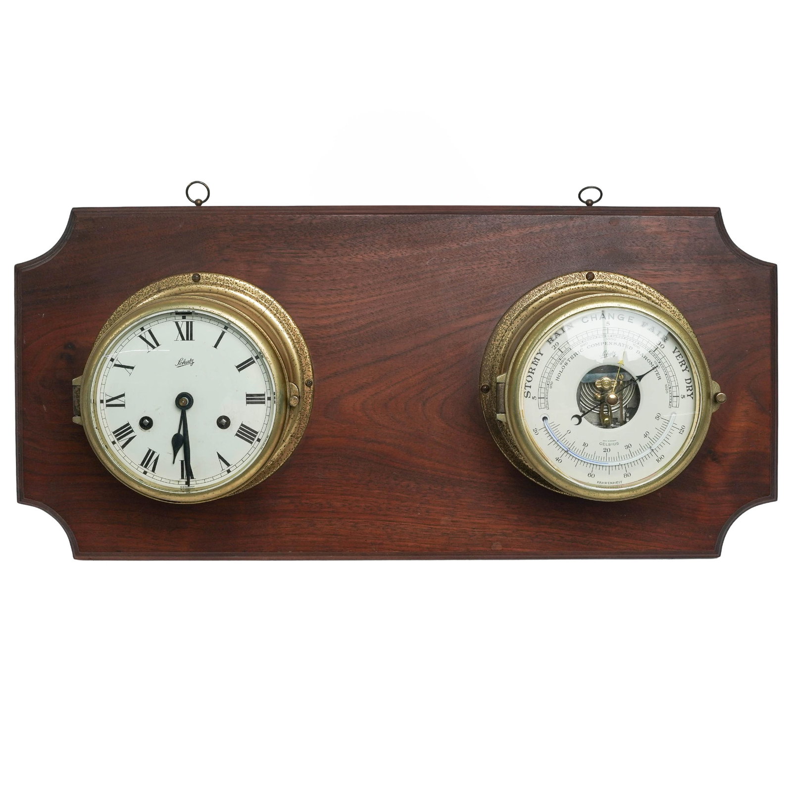 Schatz Marine Weather Station Mechanical Clock & Aneroid Barometer Wall Plaque (1 of 6)