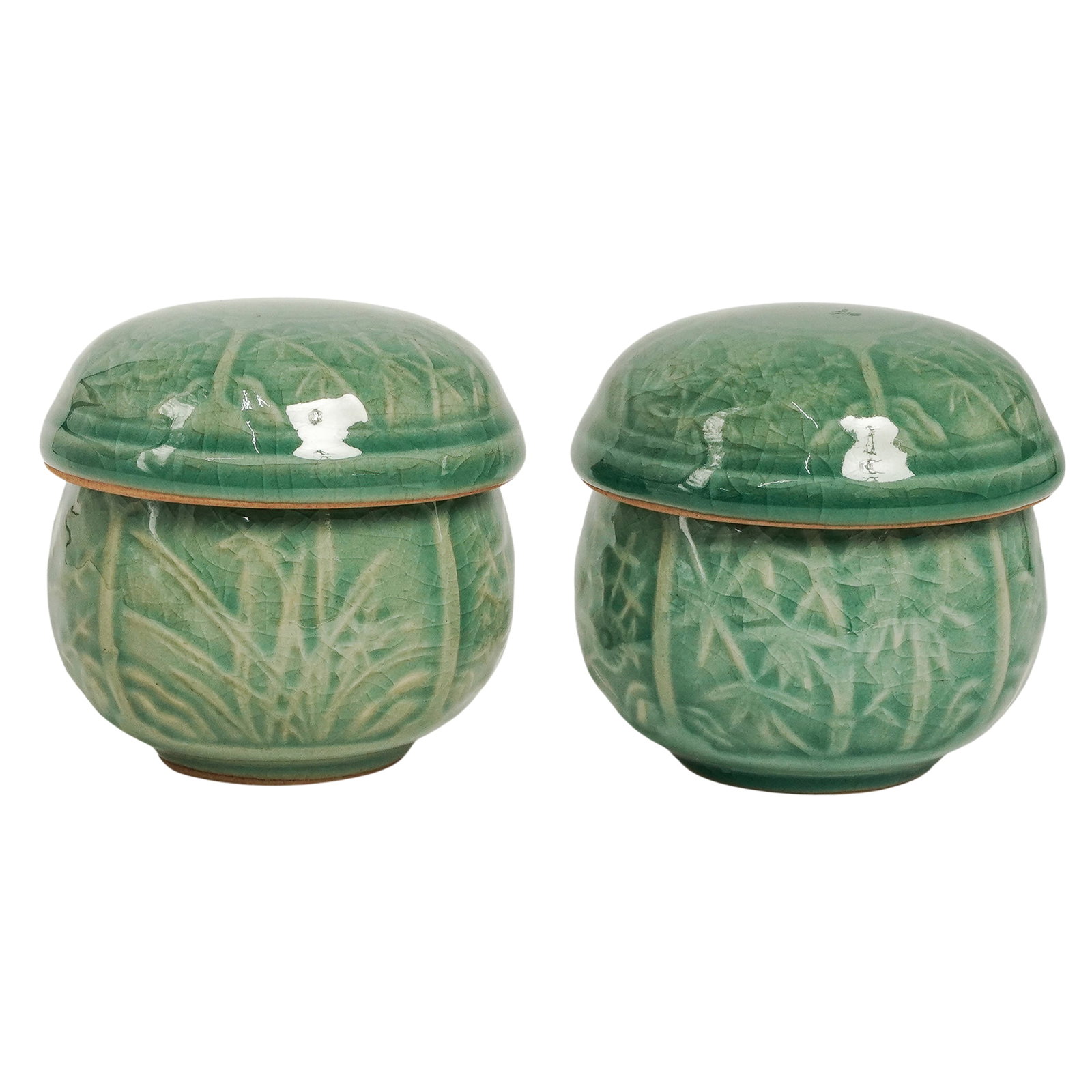 Pair Korean Celadon Porcelain Tea Cups (1 of 9)