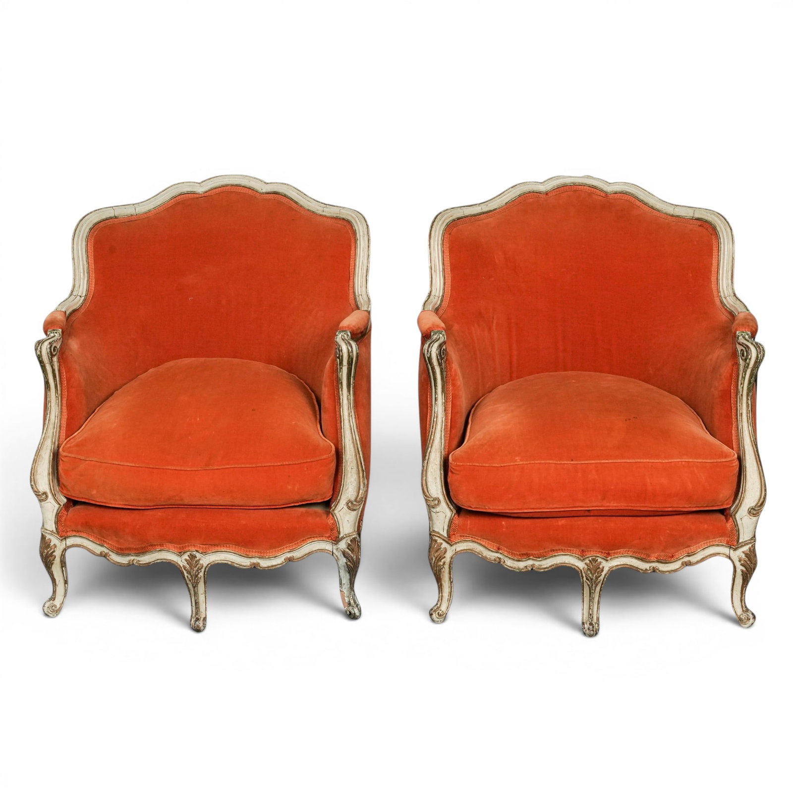 Pair 18th Cent. Wood Upholstered x Maison Jansen Chairs - 2