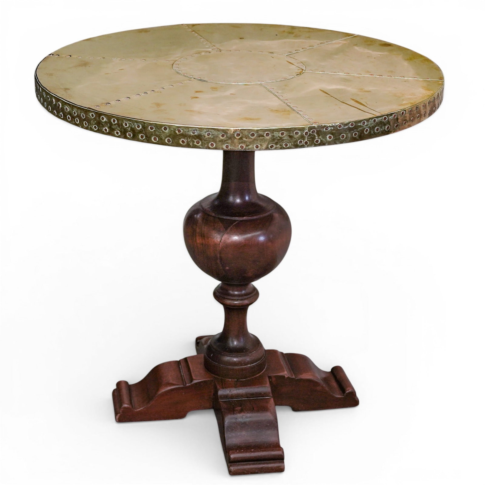 Spanish Mid Century Brass and Wood Table (1 of 4)