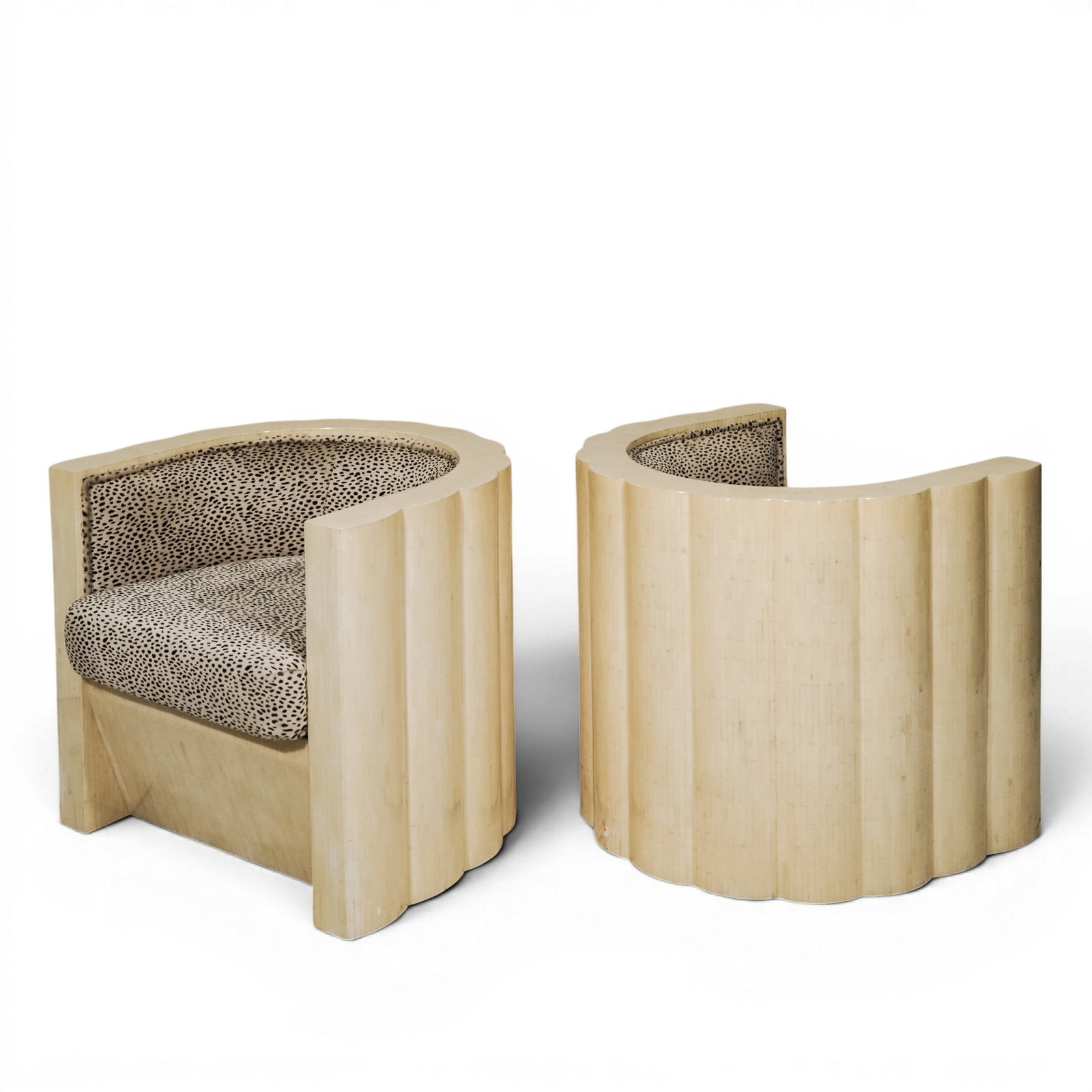 Pair of Enrique Garcel Tessellated Bone Leopard Club Chairs (1 of 14)