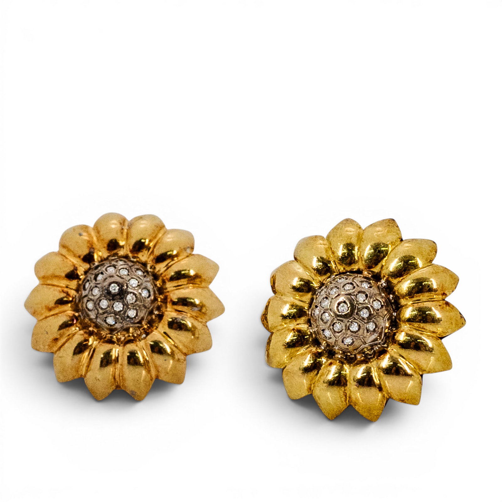 CK 18k Gold & Diamond Floral Earrings (1 of 3)