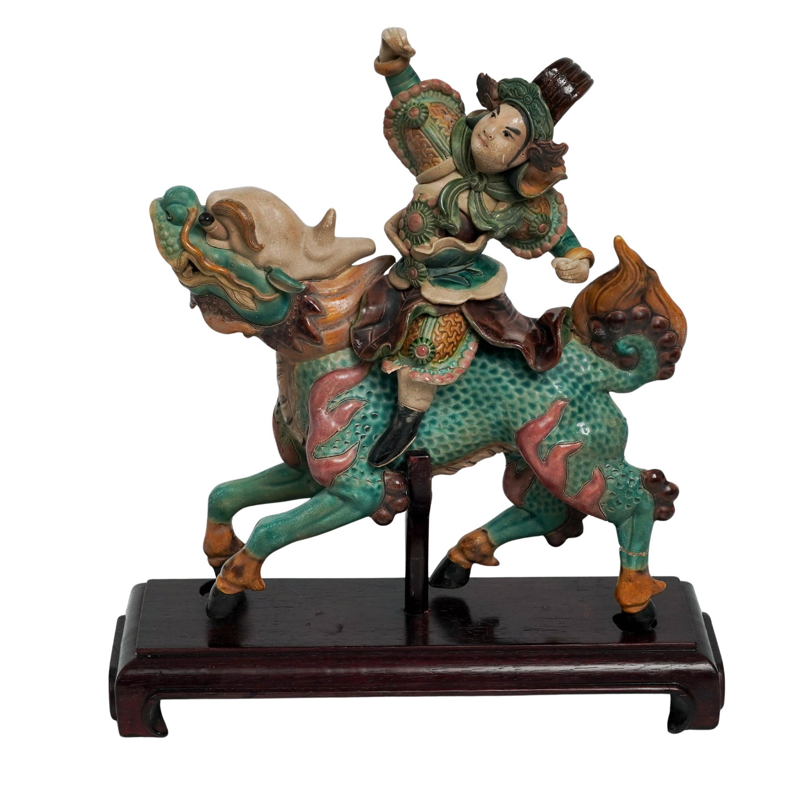 Chinese Qing Dynasty Ceramic Figural Roof Tile: Chinese Qing Dynasty Ceramic Figural Roof Tile 19th-to-early 20th century, China These architectural ornaments were traditionally placed on the ridges of Chinese roofs to serve as communication points