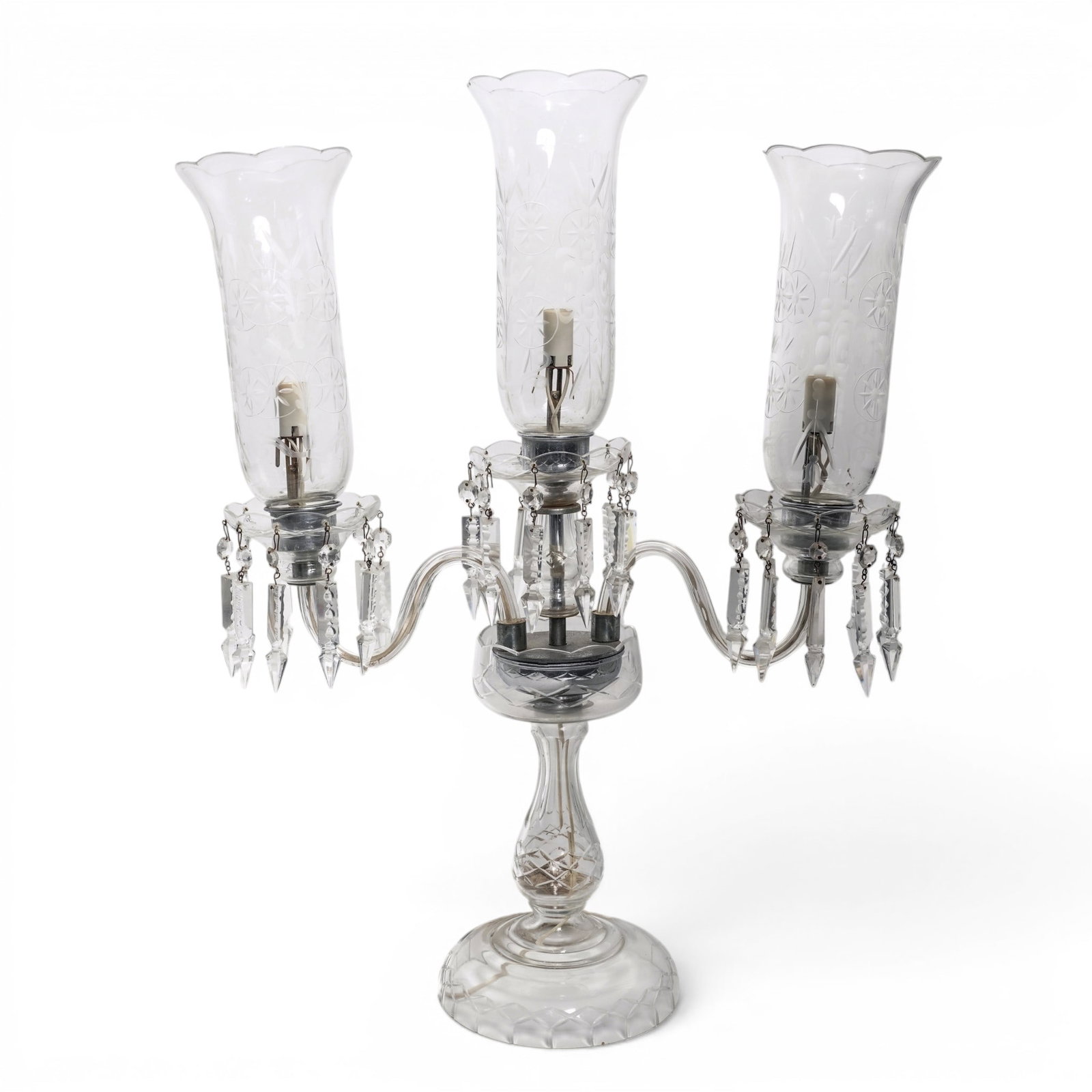 Vintage Cut Crystal Girandole Candelabra Lamp (1 of 9)