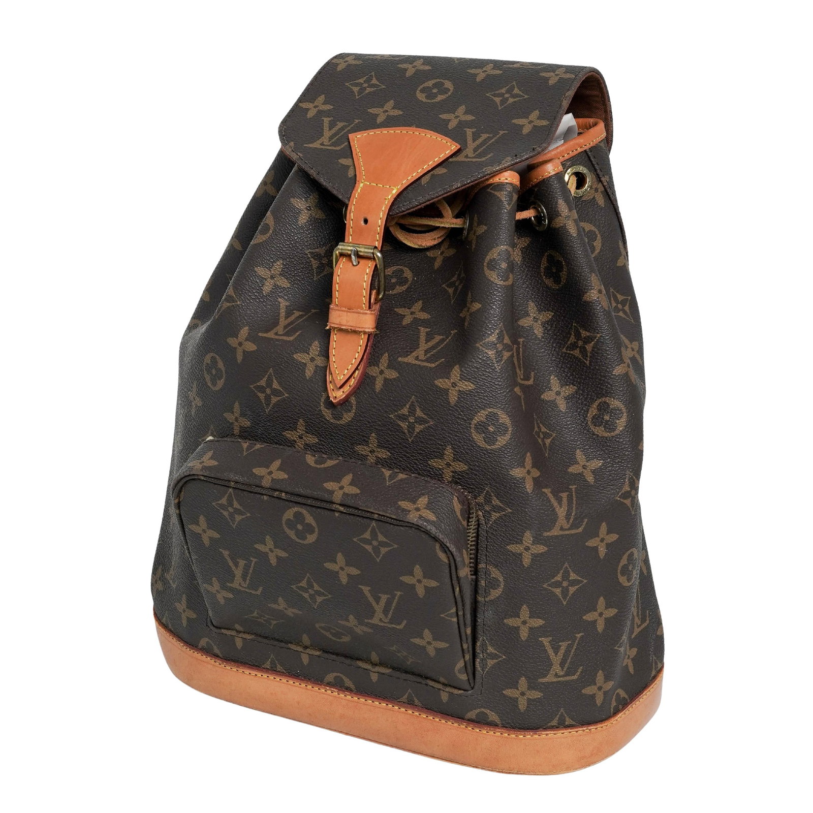 Louis Vuitton Montsouris MM Backpack: Louis Vuitton Montsouris MM Backpack 20th century, France The bag is made of brand's durable Monogram coated canvas with a reinforced leather base. It features a top flap with a buckle closure, a draw