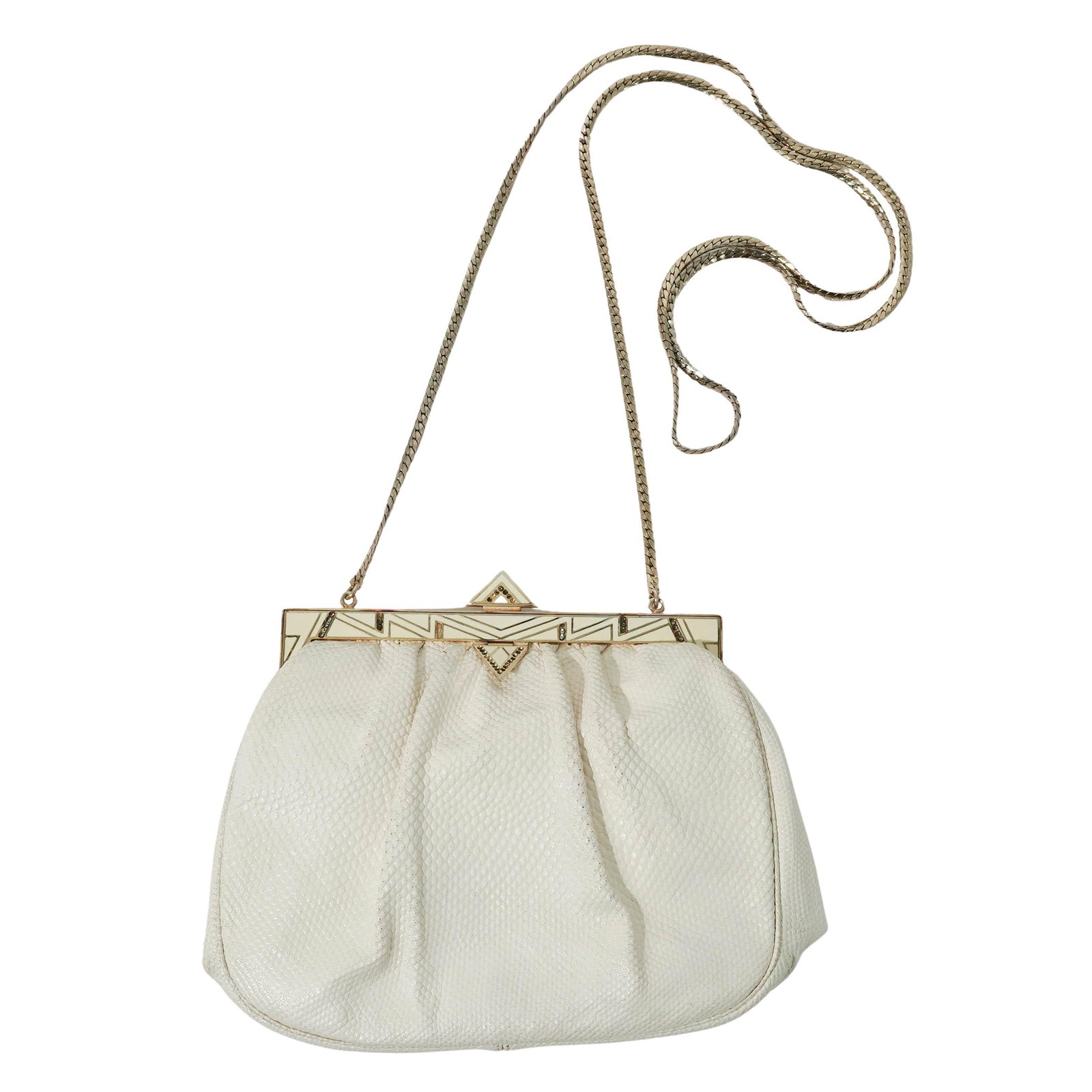 Vintage Judith Leiber Cream Snakeskin Clutch (1 of 9)