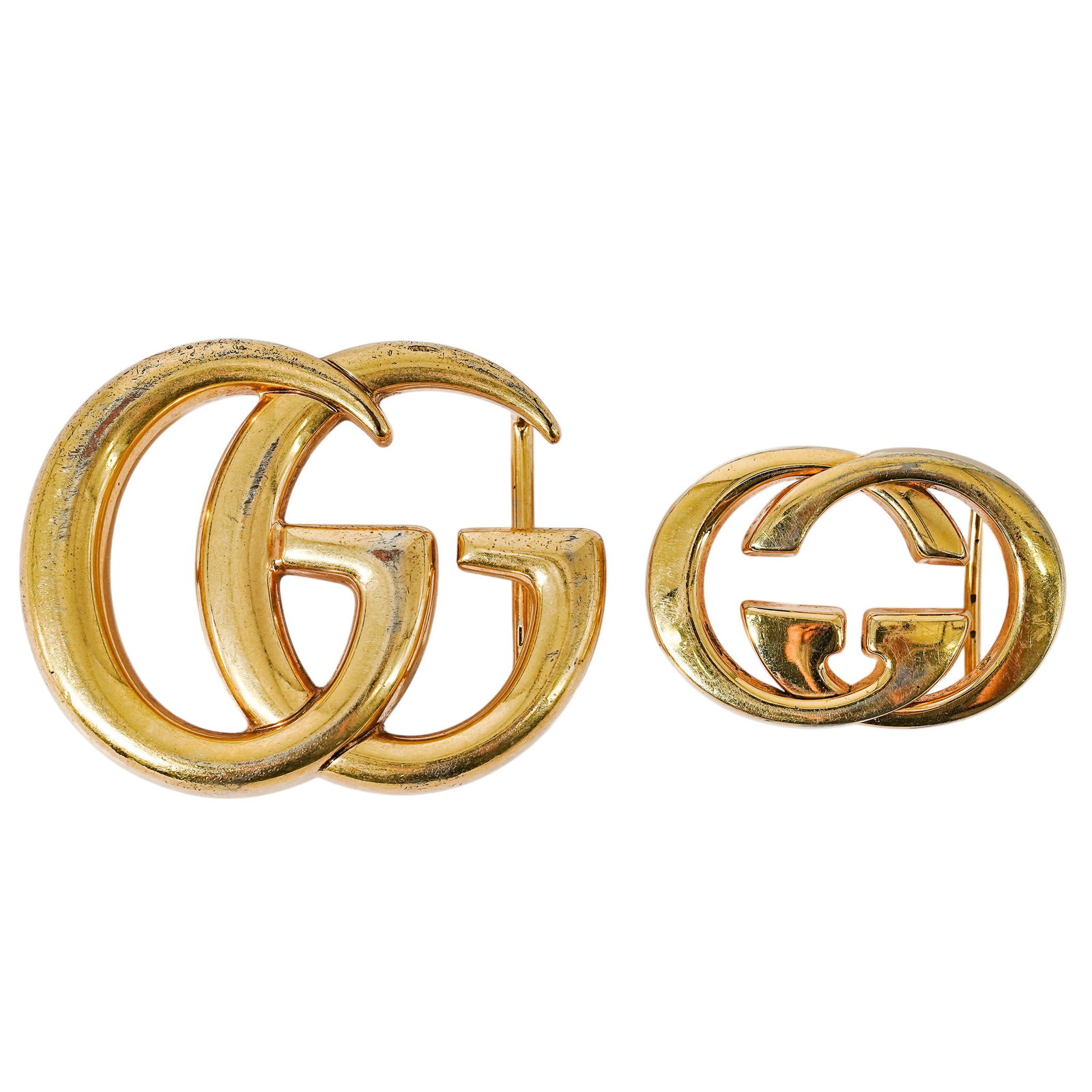 (2 Pc) Vintage Gucci Gold Tone Belt Buckles (1 of 7)