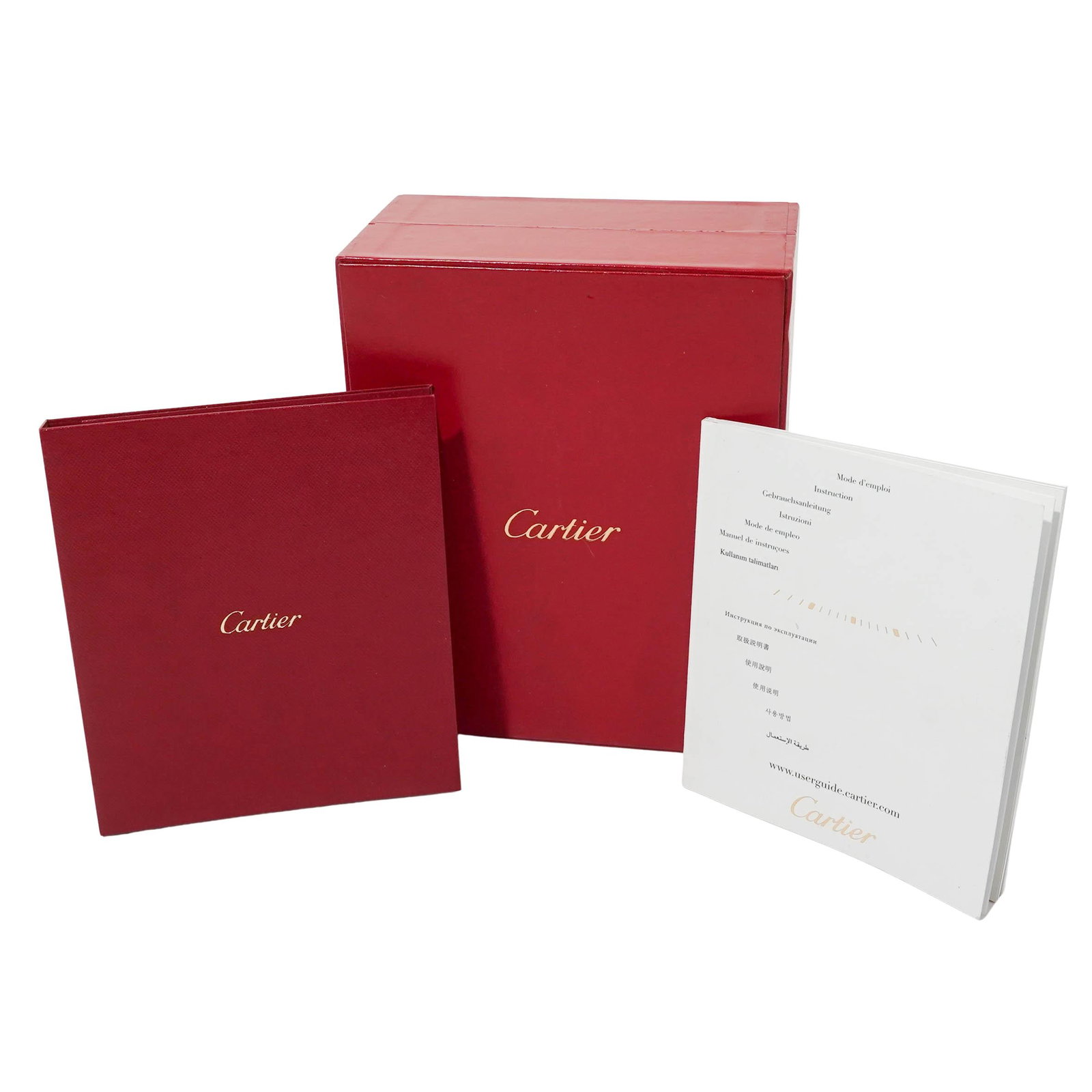 Cartier Watch Presentation Box: Cartier Watch Presentation Box Late 20th Century, France. Cartier Red Leatherette Watch Presentation Box with Gold Logo and Brass Clasp. Classic Cartier packaging, suitable for watch or small jewelry 