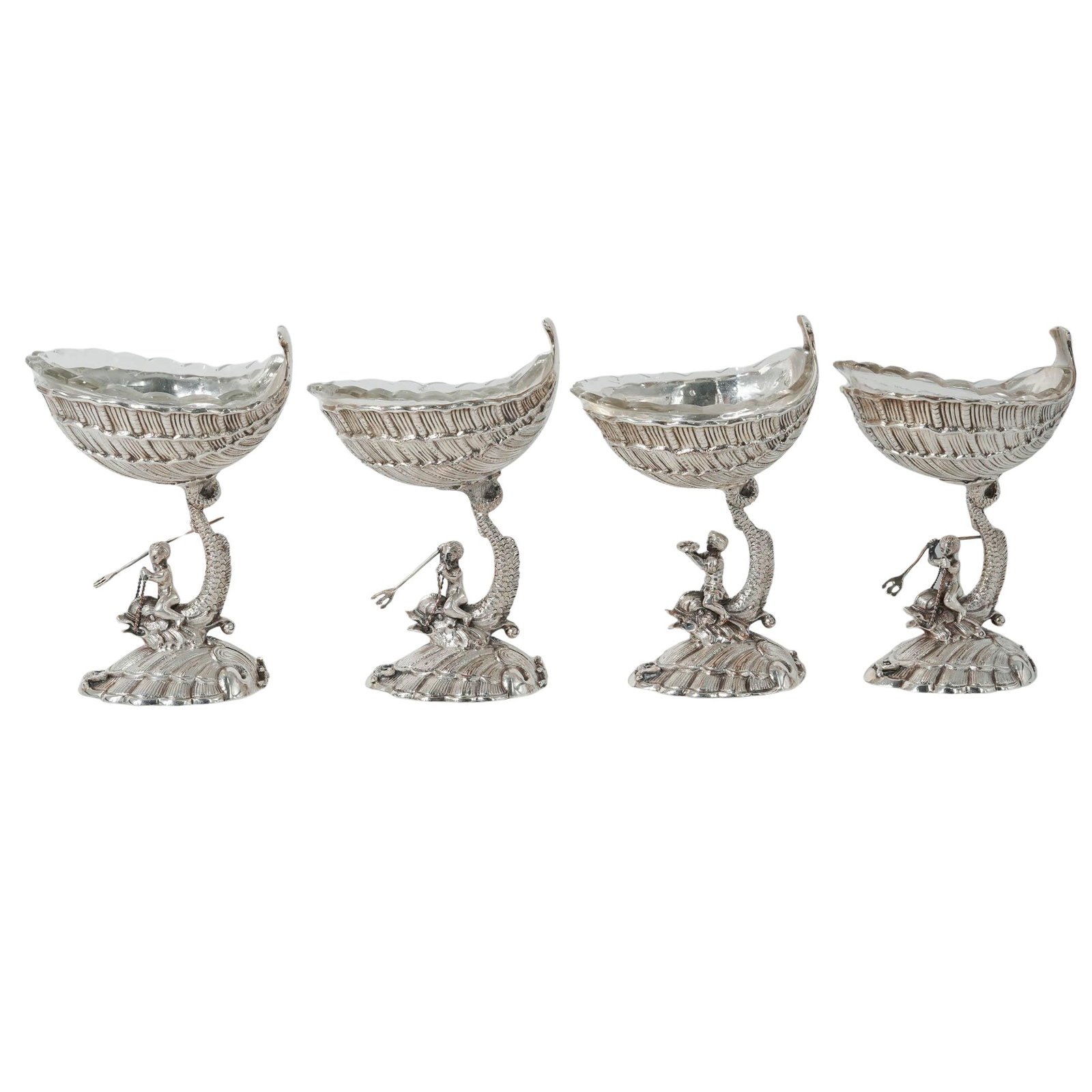 (4 pc) Ellis-Barker Silver Plated Dolphin Footed Dish (1 of 12)